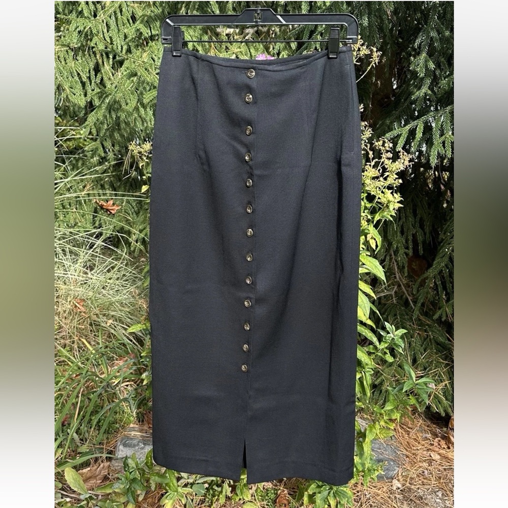 HARVE BENARD 100% Wool Classic Black Button-Down Skirt Size 6/8 /Waist 26